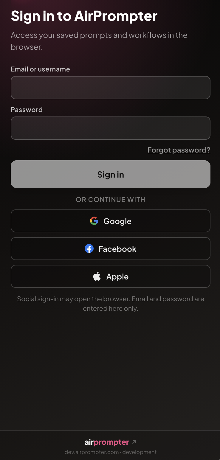 AirPrompter Extension Login